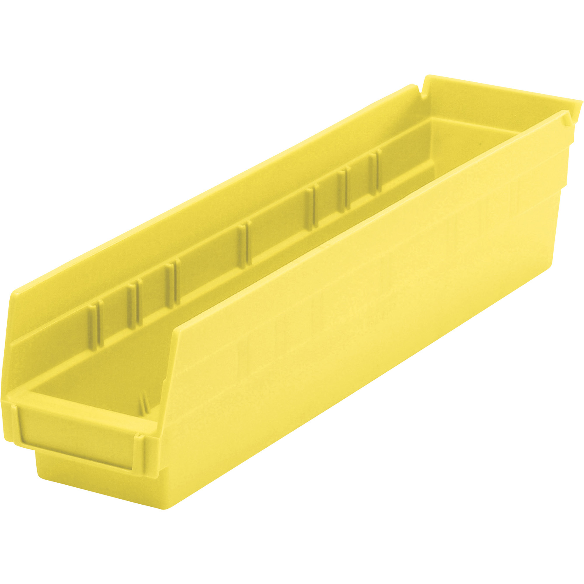 Quantum Storage Economy Shelf Bins, 17 7/8in. X 4 1/8in. X 4in. Size, Yellow, Carton of 20, Model# QSB103YLCS